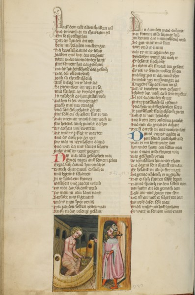 David and Bathsheba; Weltchronik, about 1400-1410. Creator: Unknown.
