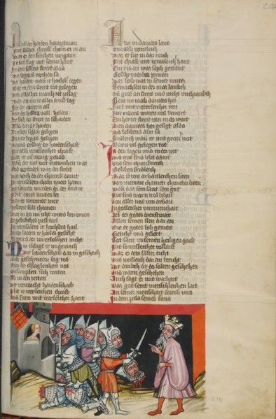 Sibbechai Ordering the Murder of Saph; Weltchronik, about 1400-1410. Creator: Unknown.