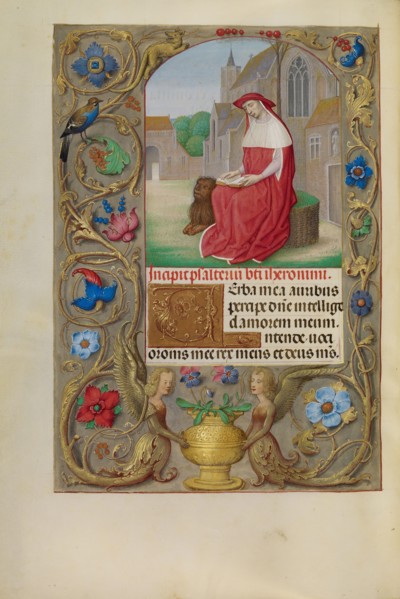 Saint Jerome Reading; Spinola Hours, about 1510-1520. Creator: Workshop of Master of the First Prayer Book of Maximilian.