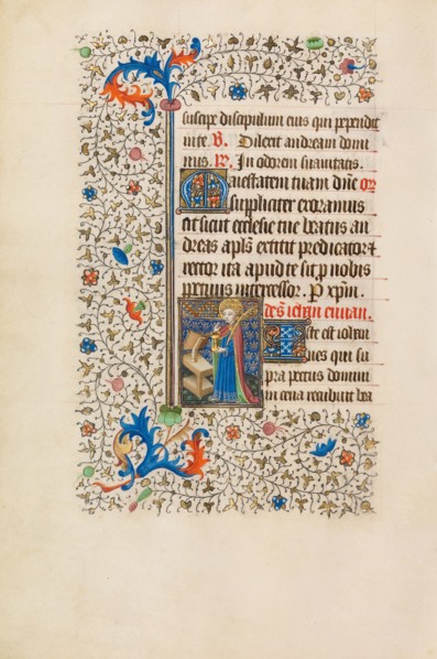 Saint John the Evangelist with the Poisoned Chalice; Book of Hours, about 1440-1450. Creator: Workshop of the Bedford Master.