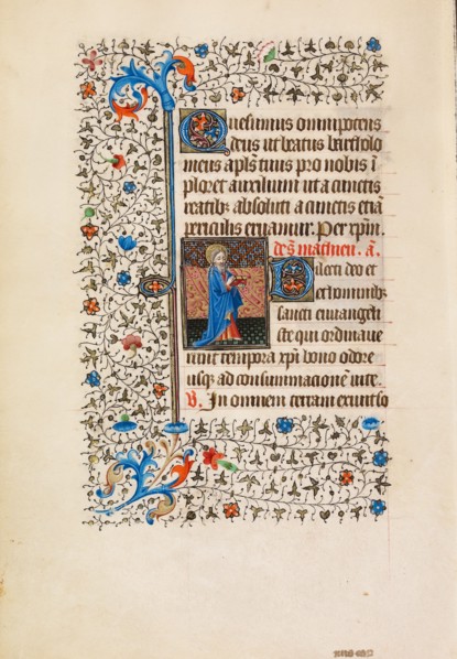 Saint Matthew with a Book; Book of Hours, about 1440-1450. Creator: Workshop of the Bedford Master.