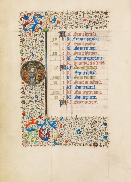 April Calendar Page: Saint George; Book of Hours, about 1440-1450. Creator: Workshop of the Bedford Master.