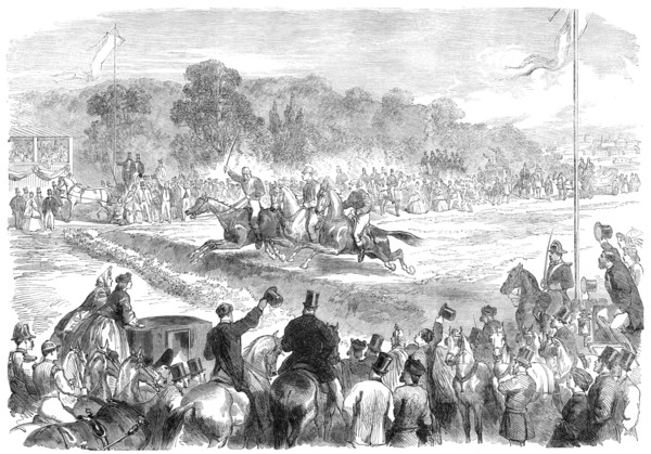 Steeplechase with gentlemen riders at Madrid, 1864.  Creator: Unknown.