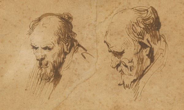 Two Studies of the Head of an Old Man, 1626. Creator: Rembrandt Harmensz van Rijn.