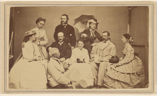 Group portrait of nine men and women, 1864-1866. Creator: H Wentworth.