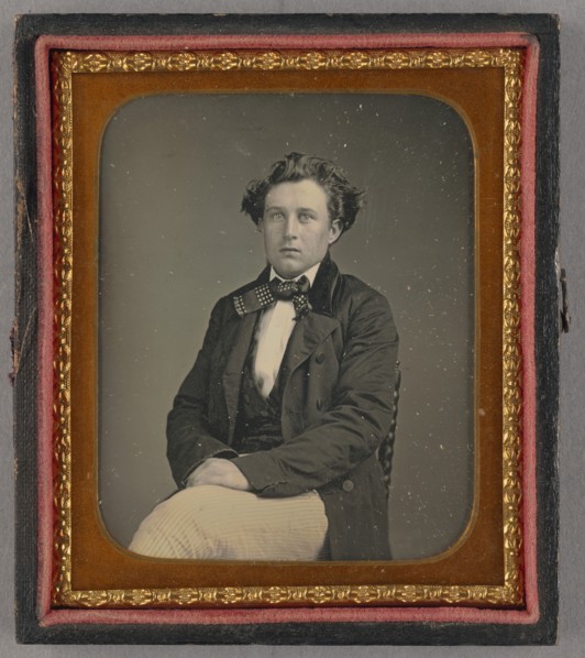 Portrait of a Seated Man with Large Bow Tie, about 1850. Creator: Unknown.