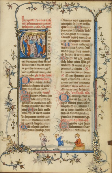 Initial T: The Twelve Apostles; Breviary, about 1320-1325. Creator: Unknown.