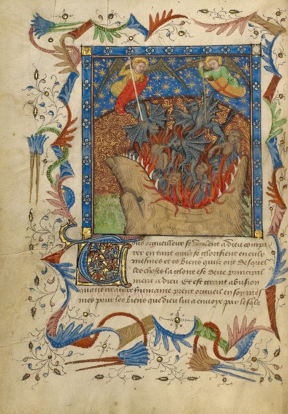 The Fall of the Rebel Angels; Livre de Bonnes Meurs, about 1430. Creator: Unknown.