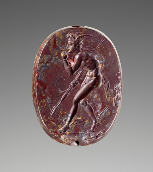 Engraved Scaraboid with Perseus, 400-350 BC. Creator: Unknown.