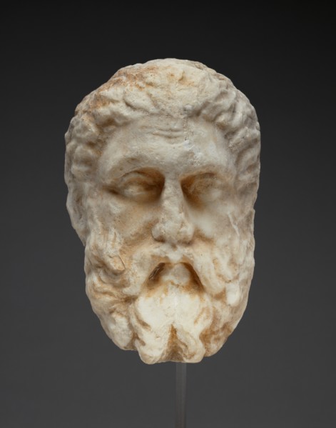 Head of a Bearded Man from a Funerary Monument, about 330 BC. Creator: Unknown.