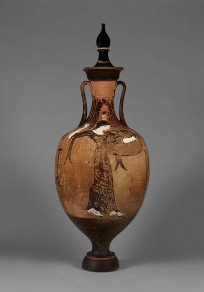 Panathenaic Amphora with Lid, about 320 BC. Creator: Nichomachos Group.