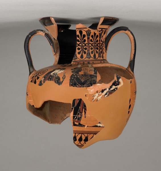 Fragmentary Attic Black-Figure Neck Amphora (comprised of 34 fragments), about 510 BC. Creator: Unknown.