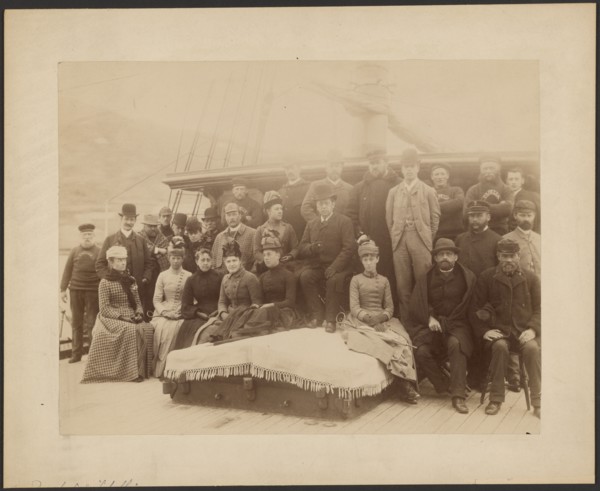 Group portrait on deck of S.S. Capella, about 1882-1889. Creator: Unknown.
