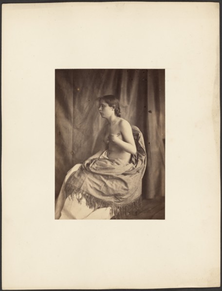 Draped nude female model, about 1850-1855. Creator: Eugène Durieu.