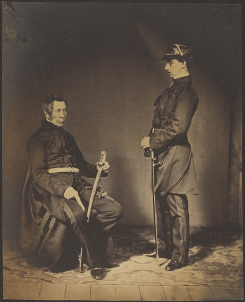 Lt. Gen. Sir Burgoyne, G.C.B. Seated in Dress Uniform with Aide to his Right, 1855. Creator: Roger Fenton.