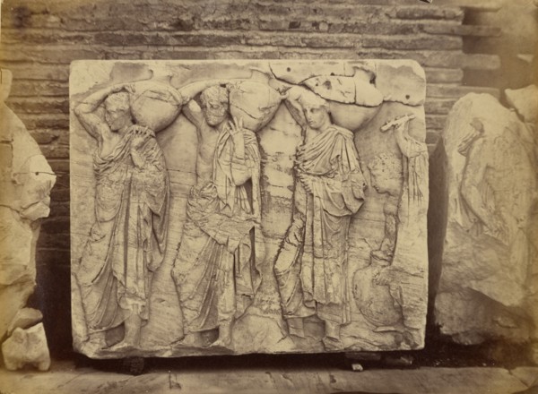 Athens - sculptural fragment, Parthenon frieze, 1865. Creator: Konstantinos Dimitriou.