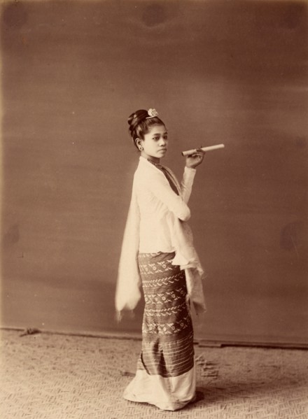 Burmese Girl and her Cheroot, about 1885. Creator: Felice Beato.