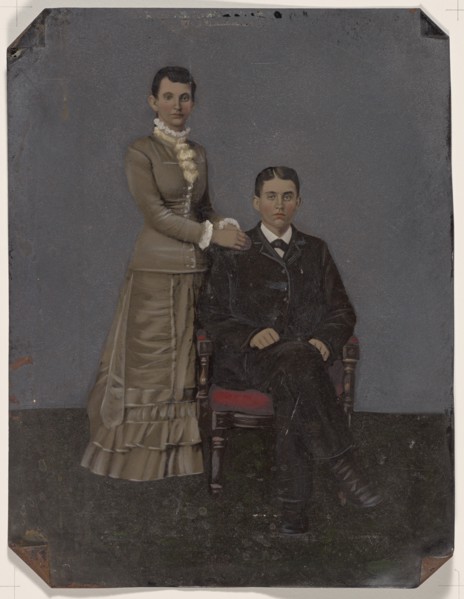 Portrait of young couple, 1860s-1880s. Creator: Unknown.