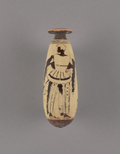 Attic White-Ground Alabastron with an Archer, about 480 BC. Creator: Group of the Negro Alabastra.