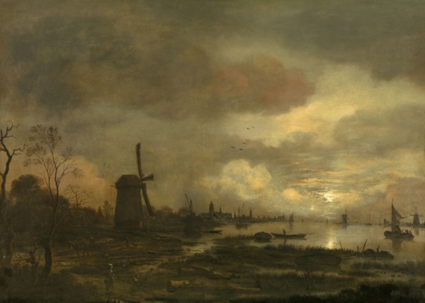 Landscape by Moonlight, mid-17th century. Creator: Aert van der Neer.
