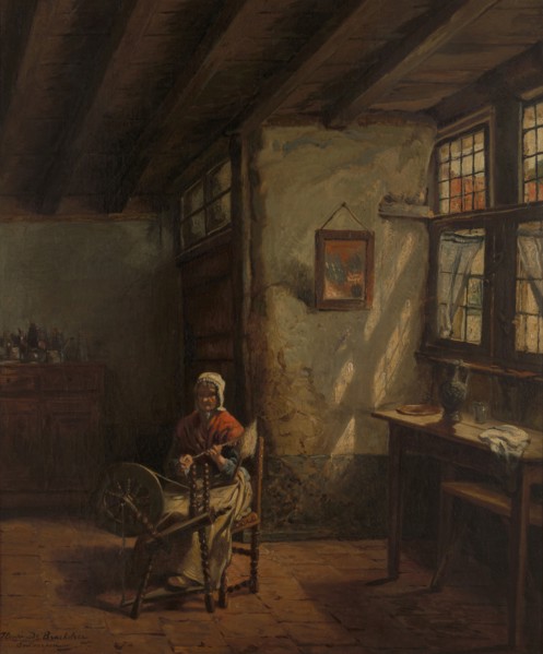 The Spinner, 1865-1870. Creator: Henri Jean Augustin de Braekeleer.