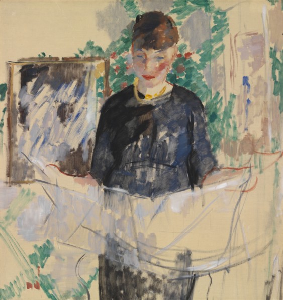 Woman in Black Reading a Newspaper, 1912. Creator: Rik Wouters.