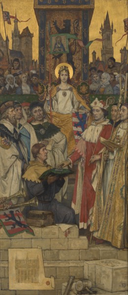 Louis of Male Laying the Foundation Stone of the Town Hall, 1893. Creator: Albrecht De Vriendt.