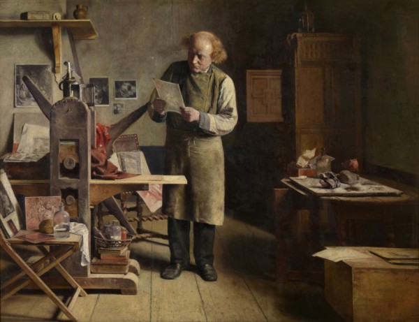The Plate Printer, 1875. Creator: Henri Jean Augustin de Braekeleer.