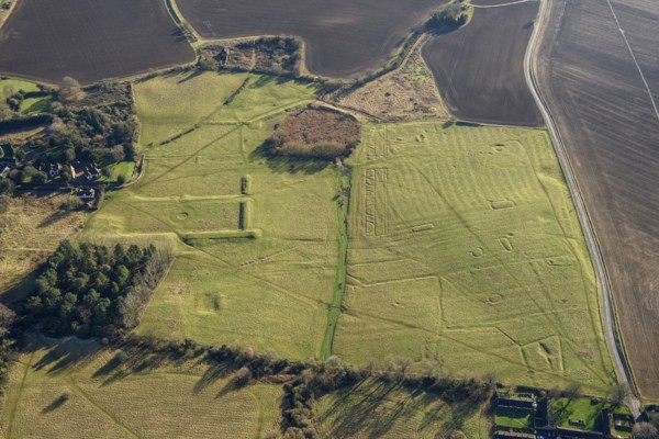 Earthwork remains of Ascott House formal gardens and earthworks, Buckinghamshire, 2022. Creator: Damian Grady.