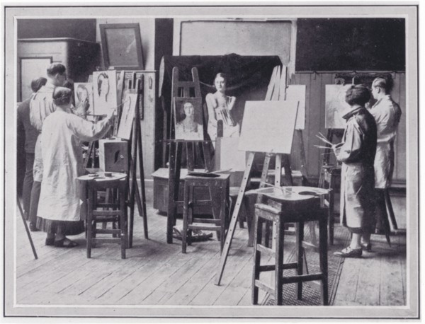 Photo from 'The Sphere' in the women's Large Life Room of a group of students working from..., c1925 Creator: Unknown.