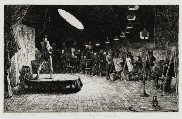 Life School, Royal Academy, 1865. Creator: Charles West Cope.
