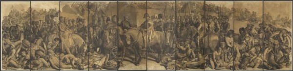 Cartoon for 'The Meeting of Wellington and Blücher After the Battle of Waterloo', March, 1858. Creator: Daniel Maclise.