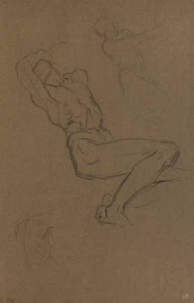 Three studies of a male nude, c1840-1900. Creator: George Frederick Watts.