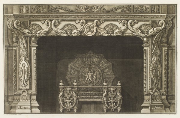 Design for a chimneypiece with foliate ornamentation and medallions, 1769.  Creator: Giovanni Battista Piranesi.
