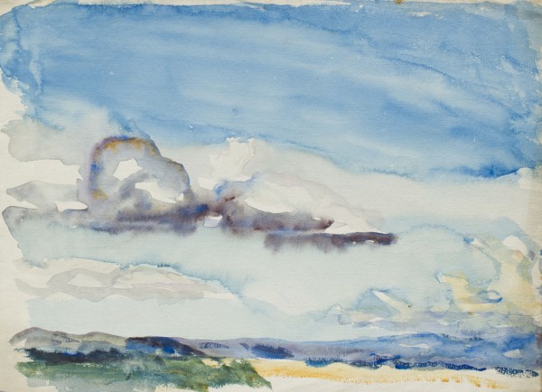 Landscape study with cloudy/sunny sky, c1875-1944. Creator: George Clausen.