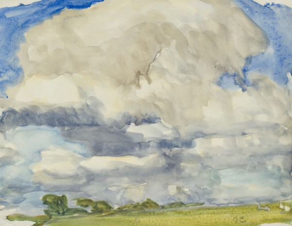 Landscape with expansive cloudy sky, c1875-1944. Creator: George Clausen.