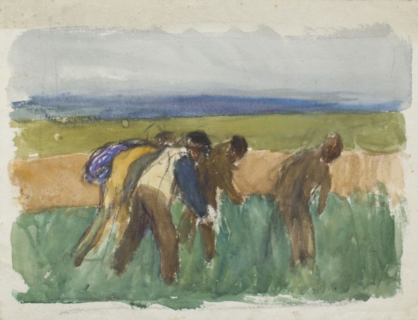 Study of four labourers working in a field, c1875-1944. Creator: George Clausen.