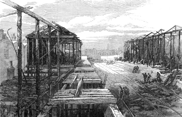 Scene of the fire at Kentish-Town Station, 1872. Creator: Unknown.