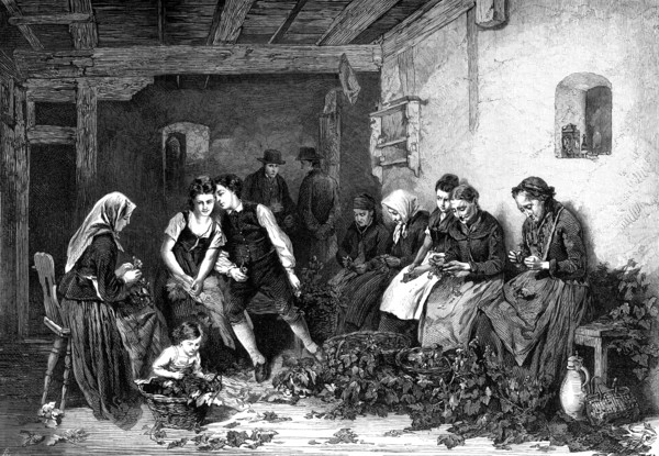 Hop-Picking in Germany, by Rudolph Hirth, 1872. Creator: Unknown.