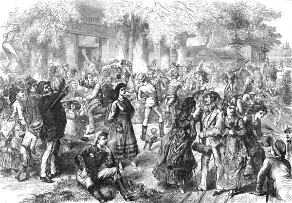 Holiday amusements of the Parisians at Bougival, 1872. Creator: Unknown.