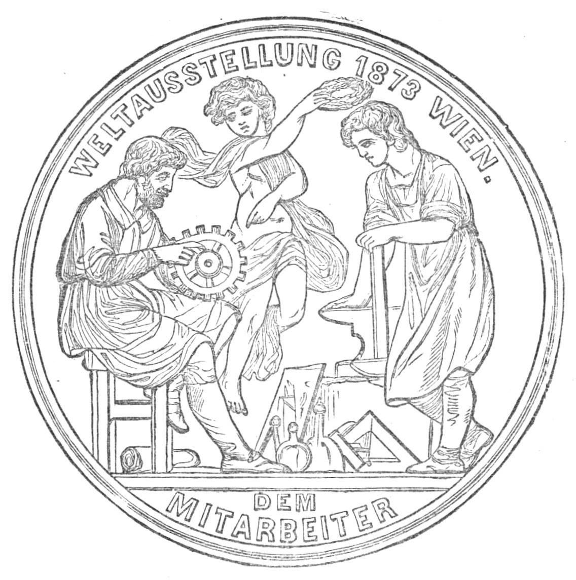 Medals for the Vienna Exhibition: for Fellow-Labourer, 1872. Creator: Unknown.