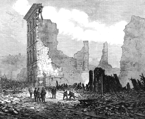 The Great Fire at Boston: Washington-Street, opposite Bromfield-Street, 1872. Creator: Unknown.