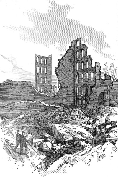 The Great Fire at Boston: ruins of the building where the fire originated, 1872. Creator: Unknown.