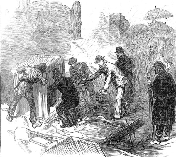 The Great Fire at Boston: opening of safes after the fire, 1872. Creator: Unknown.