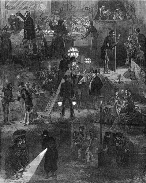 Effects of the gas strike in London, 1872. Creator: Unknown.