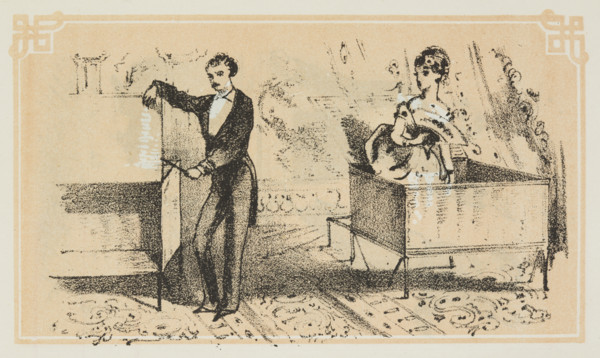 Dr. Lynn performs a magical illusion, 1870. Creator: Unknown.