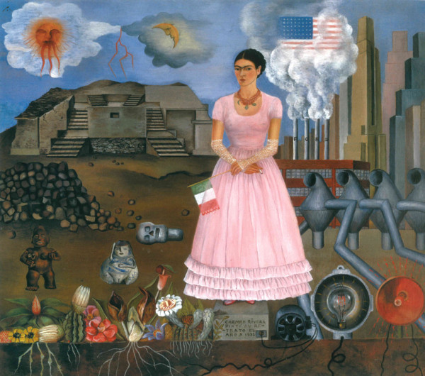 Self-Portrait Along the Border Line Between Mexico and the United States, 1932.  Creator: Frida Kahlo.