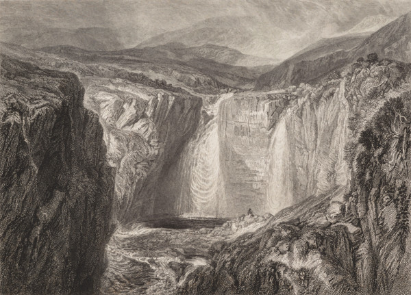 Fall of the Tees, Yorkshire, 1827. Creator: Edward Goodall.