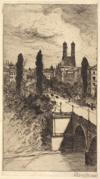 Maximiliam Street and Frauenkirche, Munich, Bavaria, about 1885. Creator: Lewis Henry Meakin.