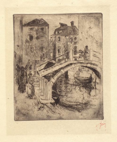 Venetian Canal and Bridge, 1886. Creator: Robert Frederick Blum.